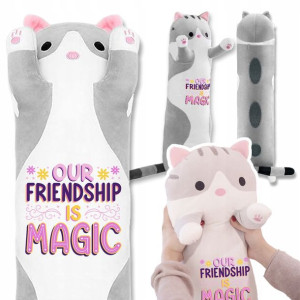 Miś Maskotka Długi Kotek Szary FRIENDSHIP Wzory