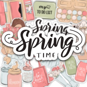 Naklejki Do Kartek Albumu WIOSENNE SPRING 15x21