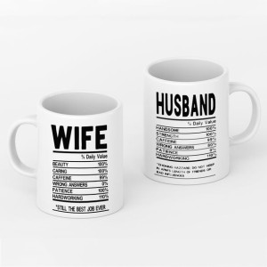 Komplet 2 Kubków dla Par na prezent WIFE HUSBAND