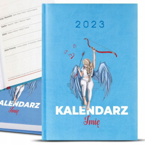 Kalendarz Błękitny A5 2023 DLA KOBIETY IMIĘ Wzory