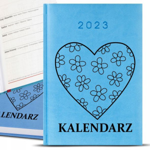 Kalendarz Błękitny Planer A5 2023 FLOWER HEART Wz