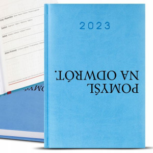 Kalendarz Błękitny Planer A5 2023 NA ODWRÓT Wzory