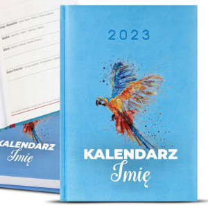 Kalendarz Błękitny Planer A5 2023 PAPUGA IMIĘ Wz