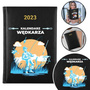 Kalendarz Planer CZARNY A5 2023 DLA WĘDKARZA IMIĘ