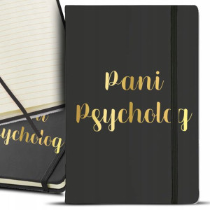 NOTES Czarny A5 GOLD Złocenie PANI PSYCHOLOG Wzory