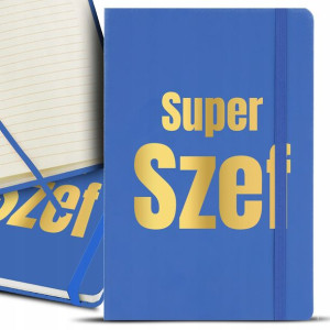 NOTES Granatowy A5 GOLD Złocenie SUPER SZEF Wzory