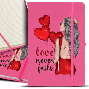 Notes Notatnik Bujo A5 Róż LOVE NEVER FAILS Wzory