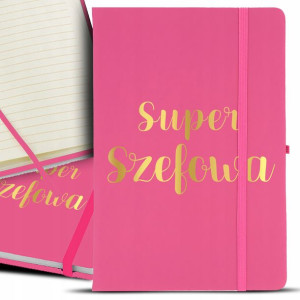 NOTES Różowy A5 GOLD Złocenie SUPER SZEFOWA Wzory