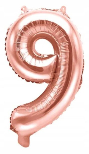 Balon Foliowy Cyfra 9 Różowy Urodzinowy 35 Cm