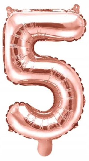 Balon Foliowy Cyfra 5 Różowy Urodzinowy 35 Cm