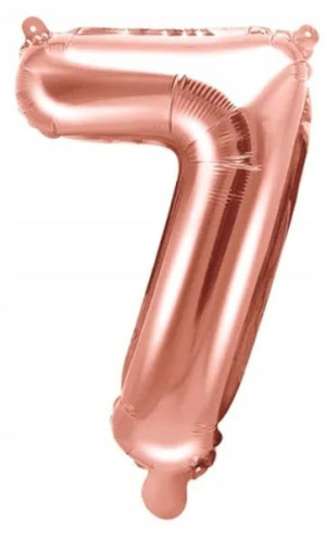 Balon Foliowy Cyfra 7 Różowy Urodzinowy 35 Cm