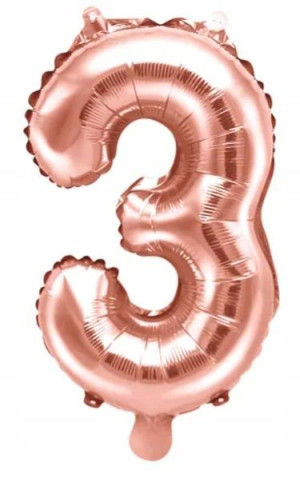 Balon Foliowy Cyfra 3 Różowy Urodzinowy 35 Cm