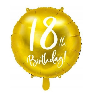 Balon Foliowy Urodzinowy Na 18 Złoty Okrągły 45 Cm