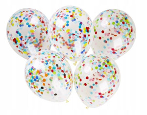 Balony Z Konfetti Na Urodziny Roczek Duże 6 Szt.