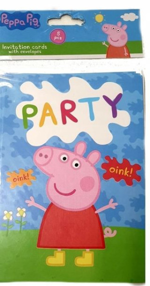Zaproszenia Na Urodziny Dla Dzieci Peppa 5 Szt.