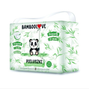 BAMBOOLOVE, Pieluszki jednorazowe rozmiar S (3-8 kg), 25 szt