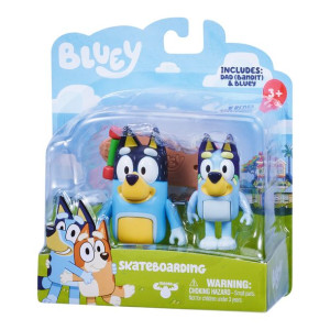 Bluey Jazda na deskorolce - zestaw 2 figurek z deskorolką