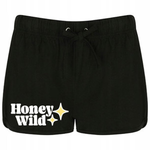 Wygodne CZARNE Spodenki Szorty HONEY WILD Wzory S
