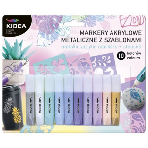 Markery akrylowe metaliczne (10) z szablonami Kidea / Derform