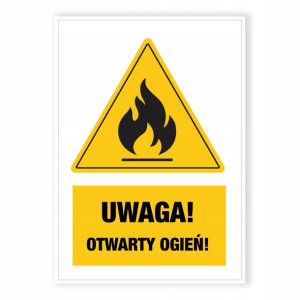 Naklejka ostrzegawcza BHP OTWARTY OGIEŃ A6