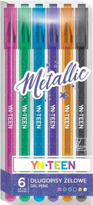 Długopisy Żelowe 6szt Metallic Intedruk