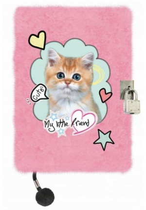 Włochaty Pamiętnik Z Kłódką A5 96k Pink Cat 43101