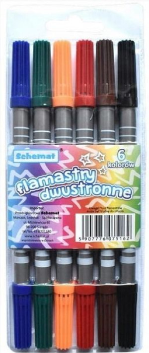 Flamastry Dwustronne 6 Kolorów Schemat