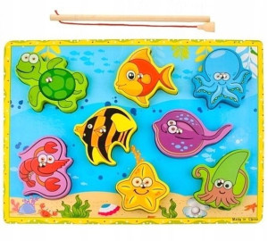 Gra Łowienie Rybek Na Magnes Drewniana Montessori