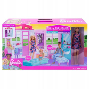 Barbie Przytulny Domek+lalka Mattel Fxg55