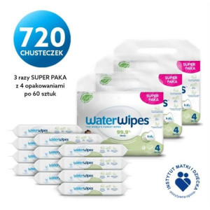 WaterWipes, BIO, Chusteczki nawilżane wodne Soapberry KIDS, 60szt.x4, PL (C