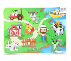 Edukacyjne Drewniane Puzzle Układanka Farma Zoo