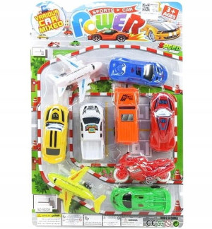 Zestaw Autek 9szt Samochodziki Autka Samolot Motor