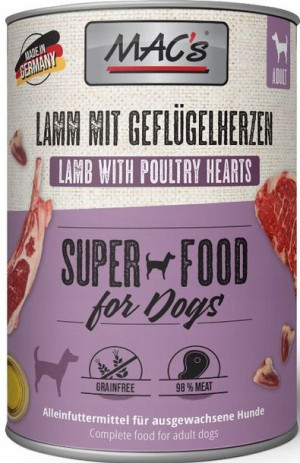 Mac's Dog Adult Jagnięcina i serca drobiowe 400g