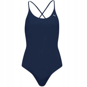 Kostium kąpielowy damski Puma Swim V-Neck granatowy