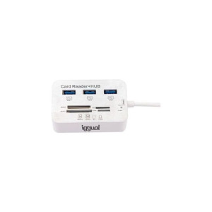 HUB USB iggual IGG316733 USB 3.0 Lector de tarjetas Biały