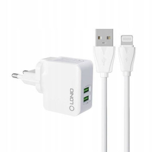 SZYBKA Ładowarka sieciowa 2xUSB + kabel Lightning