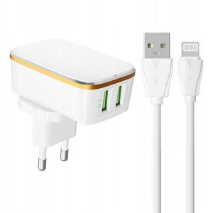 SZYBKA Ładowarka sieciowa 2xUSB + kabel Lightning
