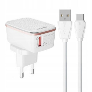 SZYBKA Ładowarka sieciowa 18W USB + kabel USB-C