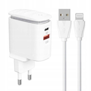 SZYBKA Ładowarka Sieciowa USB USB-C + kabel LAMPKA
