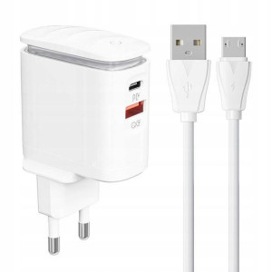 SZYBKA Ładowarka Sieciowa USB USB-C + kabel LAMPKA