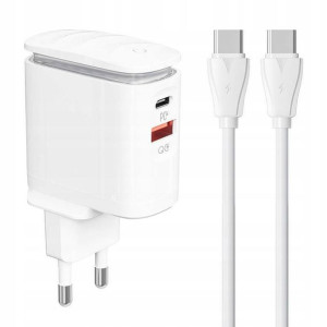 SZYBKA Ładowarka Sieciowa USB USB-C + kabel LAMPKA