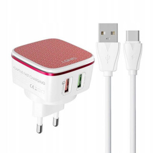 SZYBKA Ładowarka Sieciowa 2xUSB 30W + Kabel USB