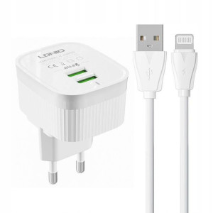 SZYBKA Ładowarka sieciowa 2xUSB + kabel Lightning
