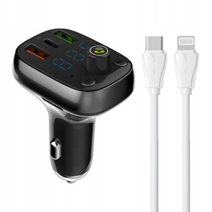 LDNIO Transmiter FM BT 2USB USB-C + Kabel USB-C
