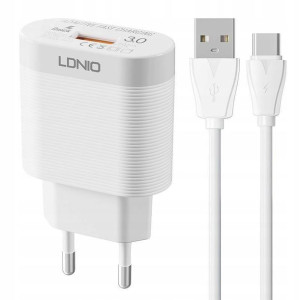 Ładowarka sieciowa LDNIO A303Q USB-A 18W + kabel