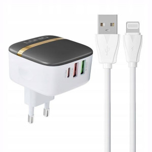 SZYBKA Ładowarka sieciowa 2xUSB USB-C 32W + IPHONE
