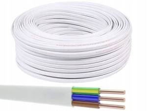 Kabel przewód płaski YDYp 3x2,5 krążek Biały 100M