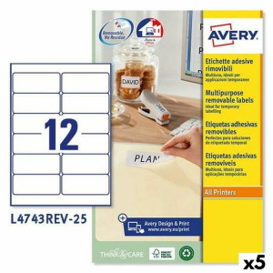 Etykiety do Drukarki Avery L4743REV 99,1 x 42,3 mm Biały 25 Kartki (5 Sztuk