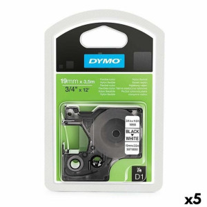 Taśma termotransferowa Dymo D1 16958 19 mm x 3,5 m Czarny Biały Nylon (5 Sz