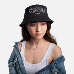 Kapelusz Czarny Bucket Hat Na Wiosnę CHICAGO Wzory